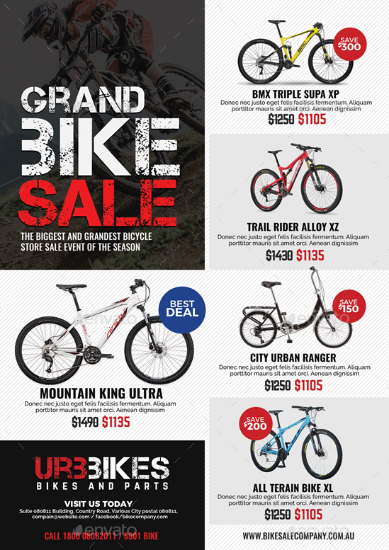 Bicycle Shop Promo Flyer, Print Templates GraphicRiver